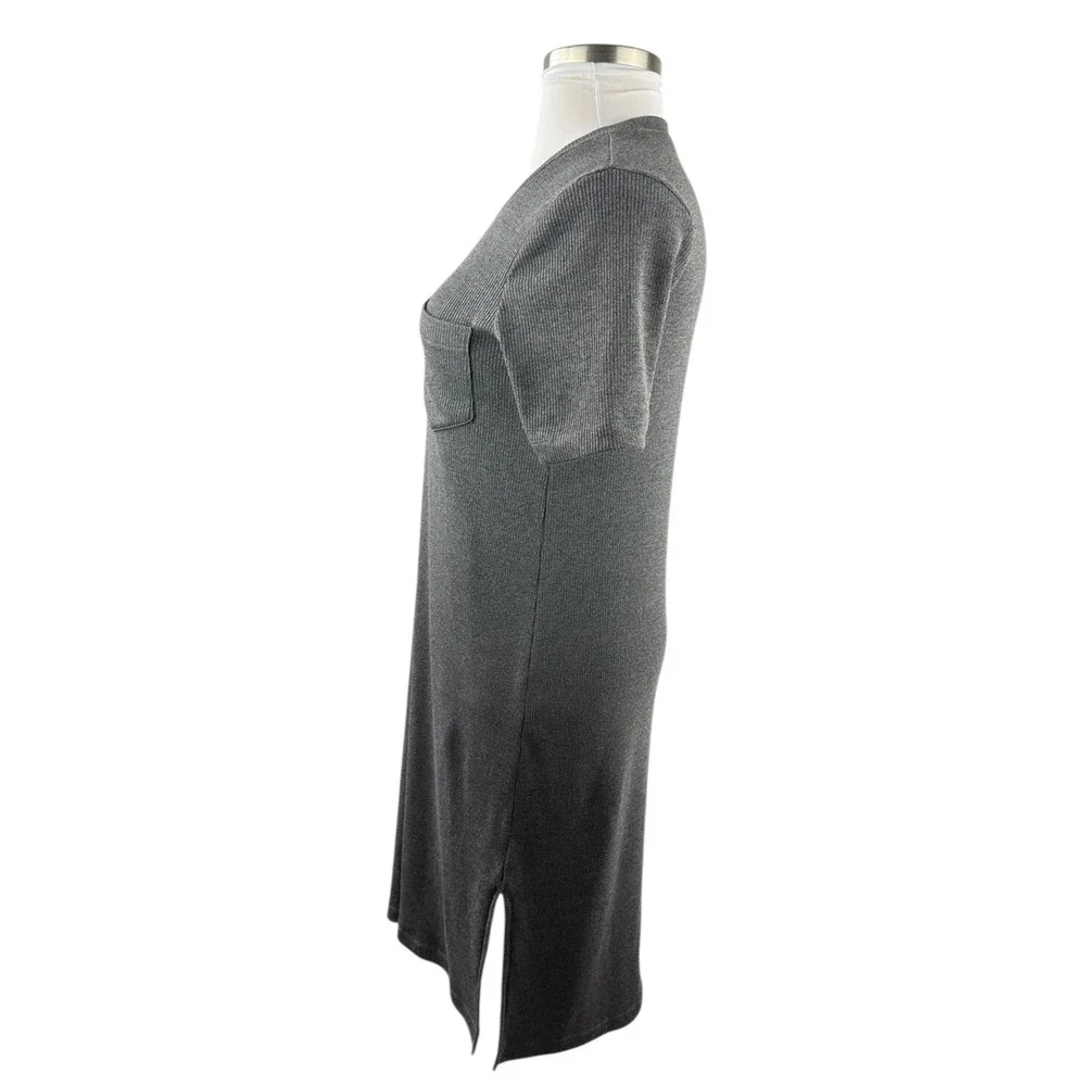 Madewell Ribbed Pocket Tee Midi Dress Short Sleeve Gray AB300 Womens Size Medium - Picture 7 of 15